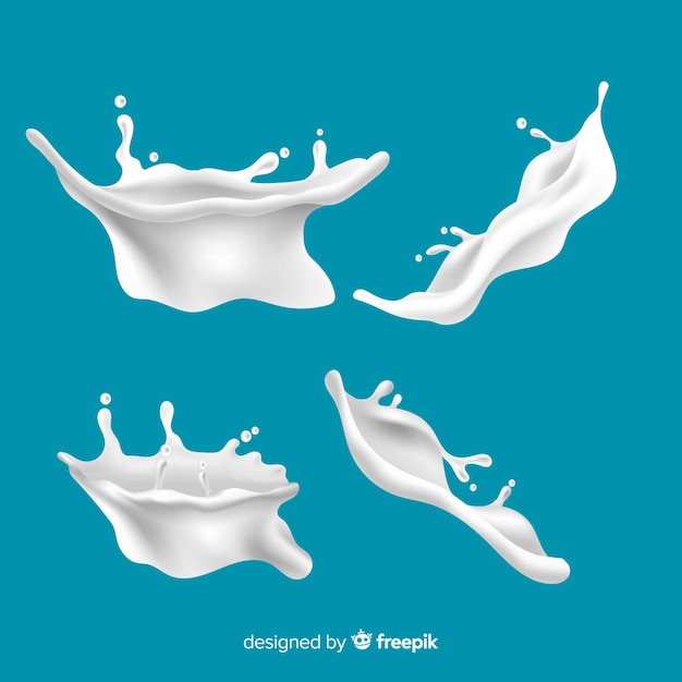 Free vector realistic milk splash collection
