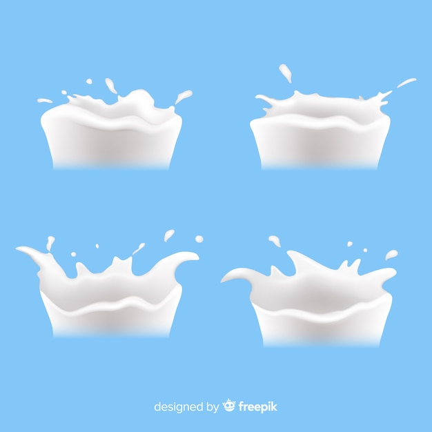 Free vector realistic milk splash collection