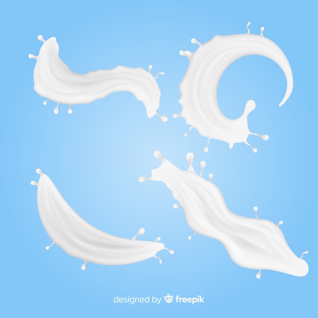 Free vector realistic milk splash collection