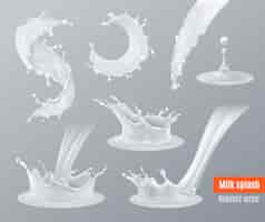 Free vector realistic milk splashes set