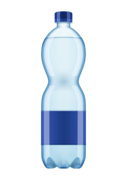 空白の背景のベクトル図にプラスチック製の水のボトルの分離画像と現実的なミネラルウォーターボトルの構成