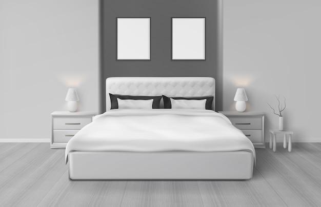 Vettore gratuito camera da letto minimalista realistica