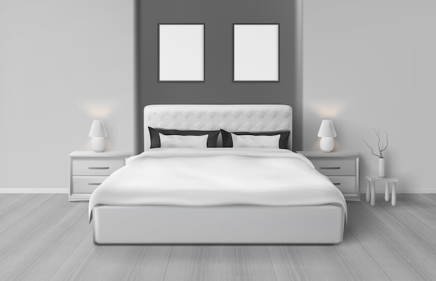 Realistic minimalist bedroom