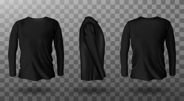 Realistico mockup di t-shirt a maniche lunghe nera