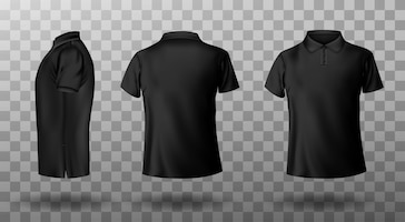 Realistic mockup of male black polo shirt