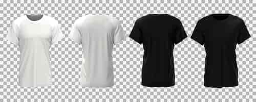 Vettore gratuito mockup realistico di t-shirt bianca e nera maschile