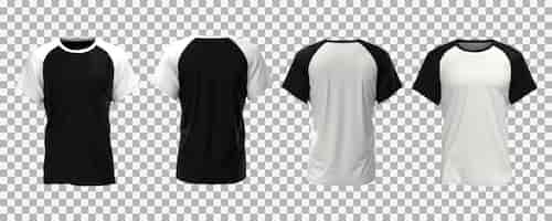 Vettore gratuito mockup realistico di t-shirt bianca e nera maschile