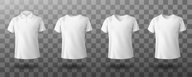 Реалистичный макет мужской белой рубашки поло