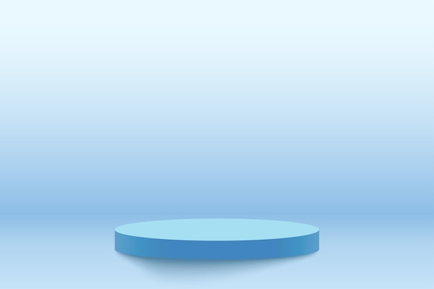 Realistic mockup of podium studio platform in blue colors