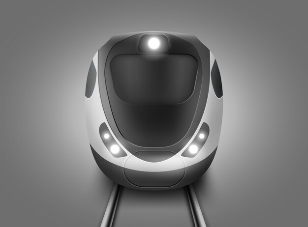  realistic modern subway train front view