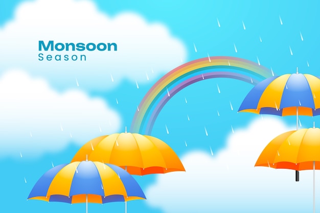 Free vector realistic monsoon season background