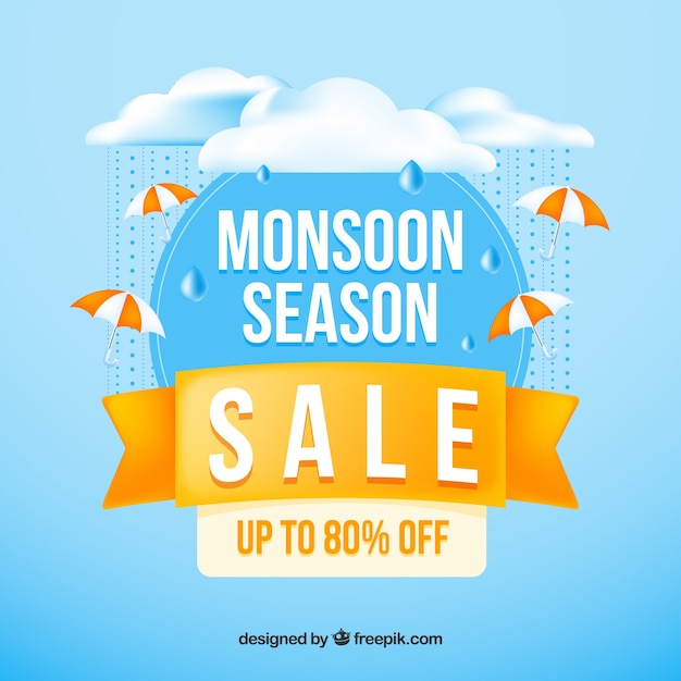 Free vector realistic monsoon season sale composition