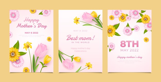 Realistic mothers day greeting card template