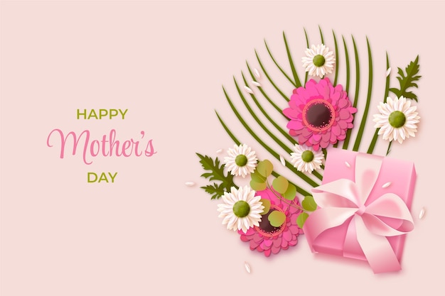 Free vector realistic mothers day illustration with flowers