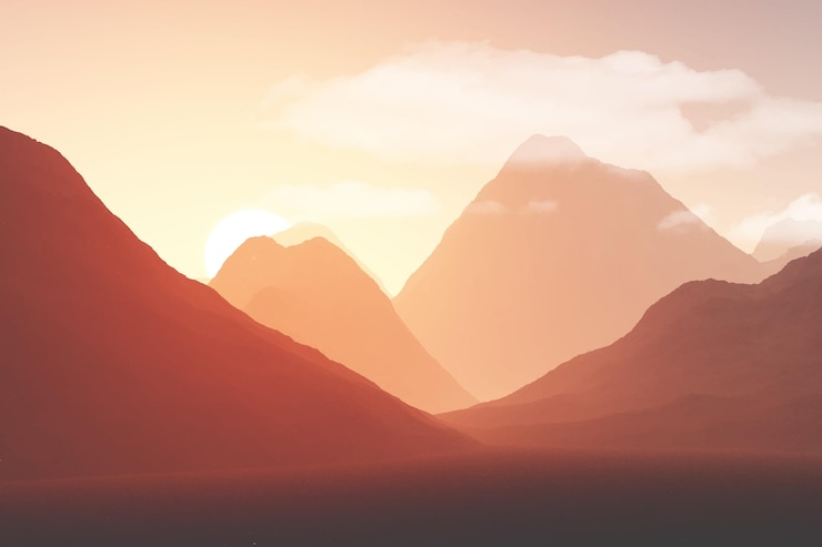 Free Vector realistic mountain landscape illustration