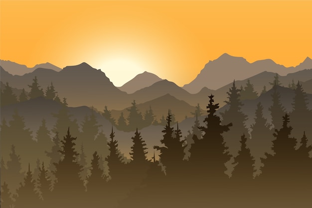 Free vector realistic mountain landscape