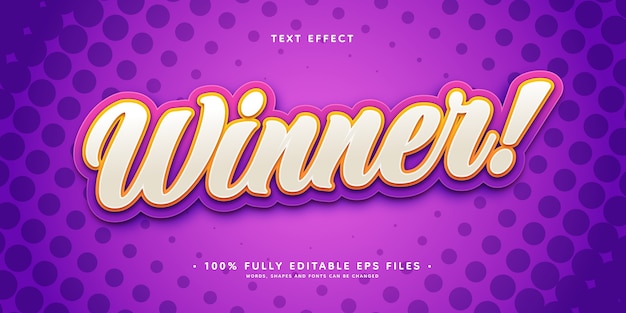 Free vector realistic multilayered winner text effect