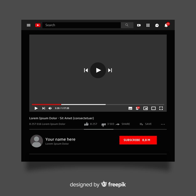 Realistic multimedia player template