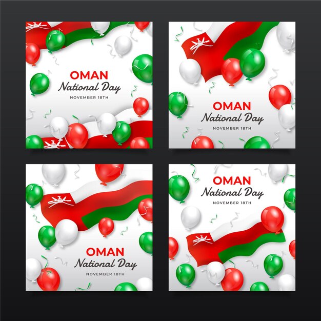 Realistic national day of oman instagram posts collection