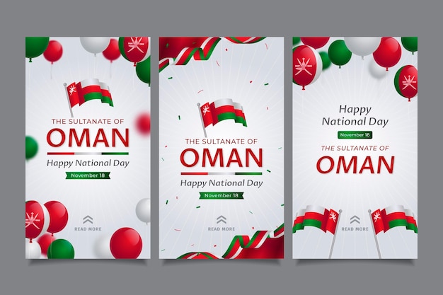 Realistic national day of oman instagram stories collection