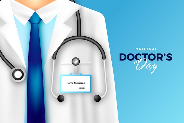 Realistic national doctor's day background with stethoscope on medic