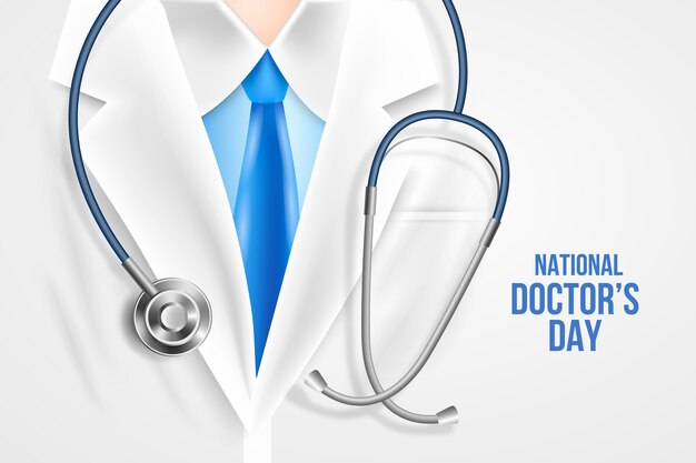 Realistic national doctor's day background with stethoscope on medic