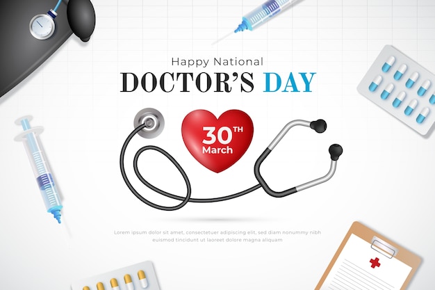 Realistic national doctor's day background with stethoscope