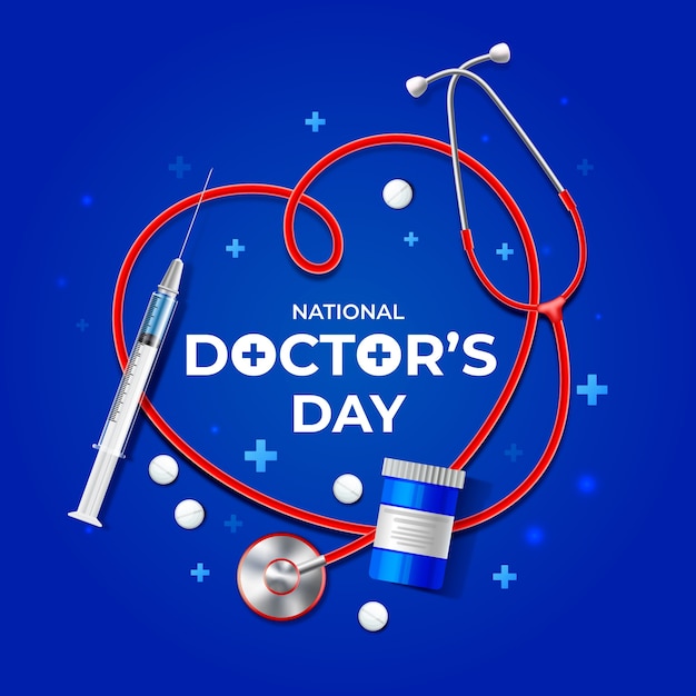 Реалистичная иллюстрация дня национального врача со стетоскопом