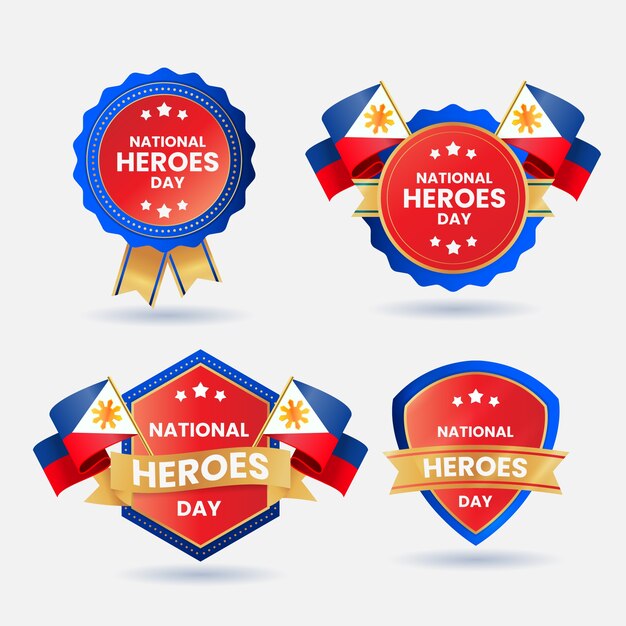 Free vector realistic national heroes day labels collection