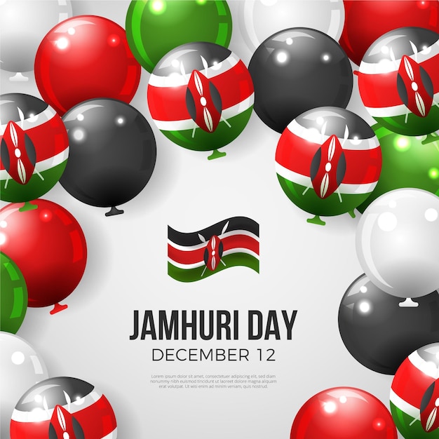 Бесплатное векторное изображение Реалистичный национальный день кении джамхури с воздушными шарами