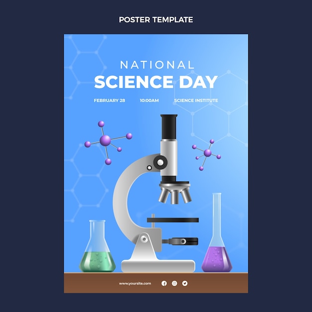 현실적인 국가 과학의 날 세로 포스터 템플릿
