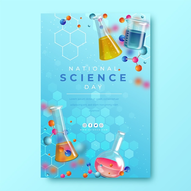 Free vector realistic national science day vertical poster template