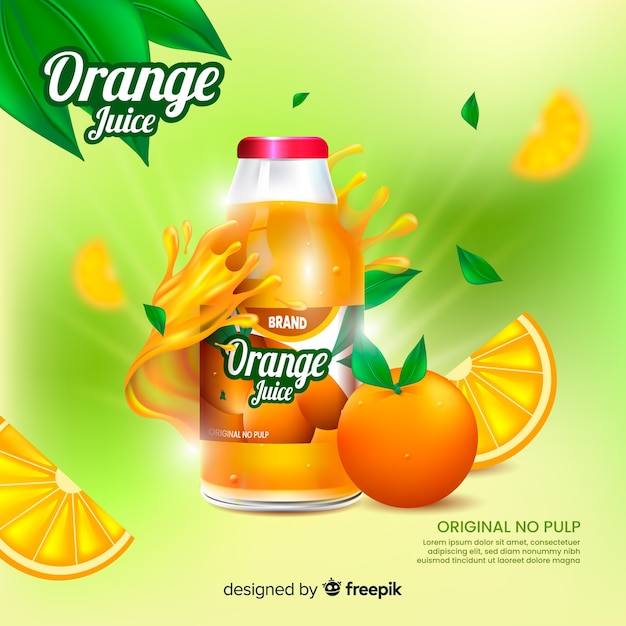 Free vector realistic natural juice ad background