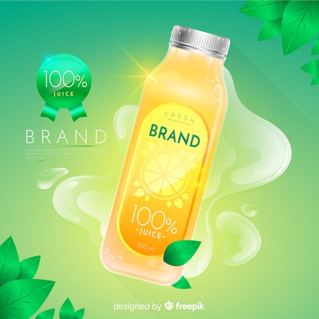Бесплатное векторное изображение Реалистичный натуральный сок рекламный фон