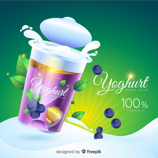 Realistic natural yogurt advertisement background