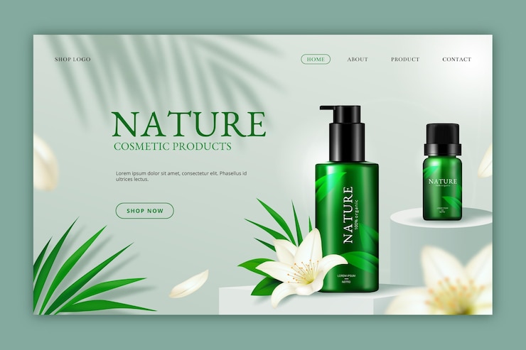 Free Vector realistic nature cosmetics landing page