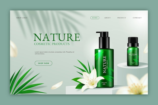 Realistic nature cosmetics landing page