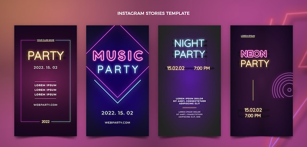 リアルなネオンディスコパーティーテンプレート