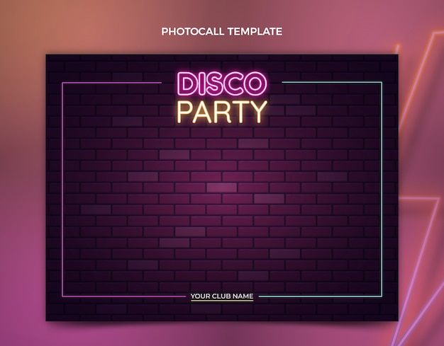 Realistic neon disco party template