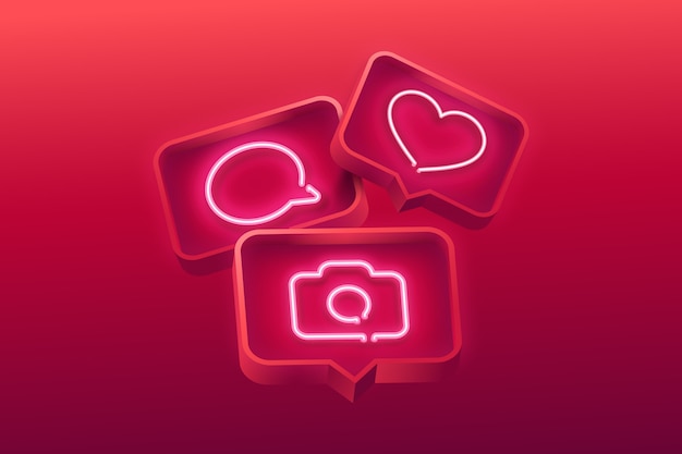 Realistic neon icons background