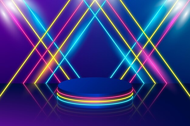 Realistic neon lights lines background