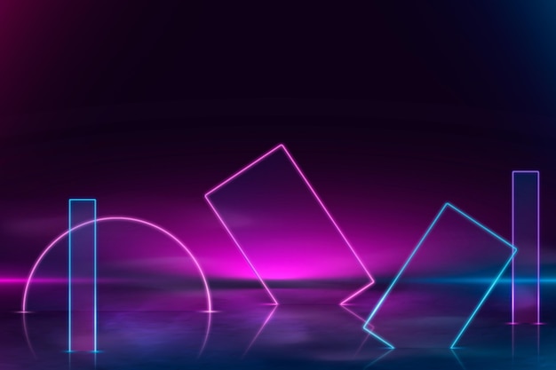 Realistic neon lights shapes background