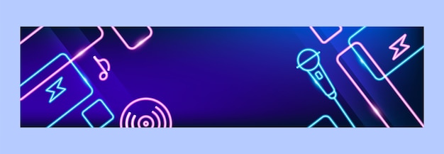 Free vector realistic neon night club party twitch banner