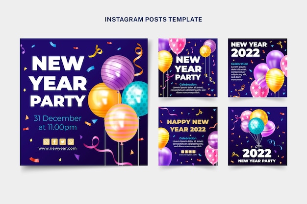 Free vector realistic new instagram posts collection