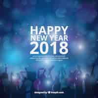 Free vector realistic new year 2018 background with party people silhouette