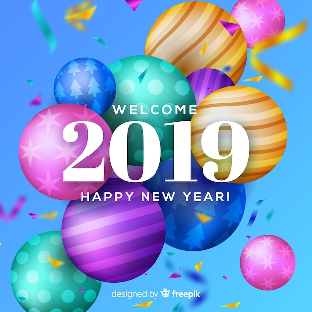 Realistic new year 2019 background