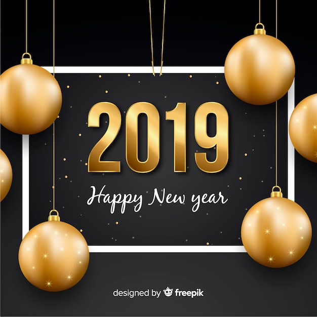 Realistic new year 2019 background