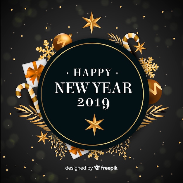 Free vector realistic new year 2019 background