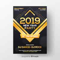 Free vector realistic new year 2019 party flyer template