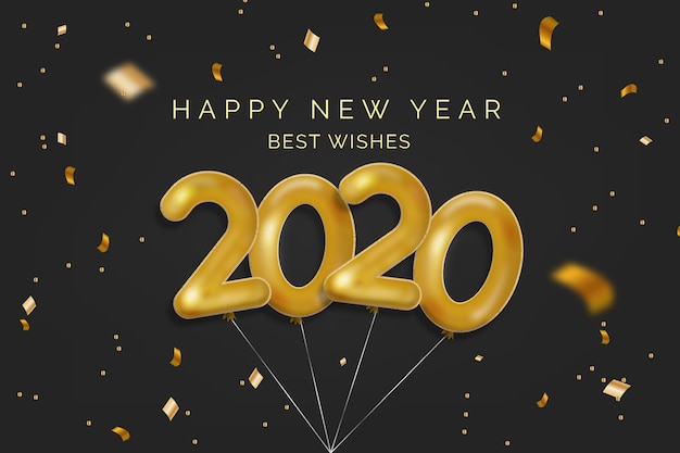 Realistic new year 2020 balloons background